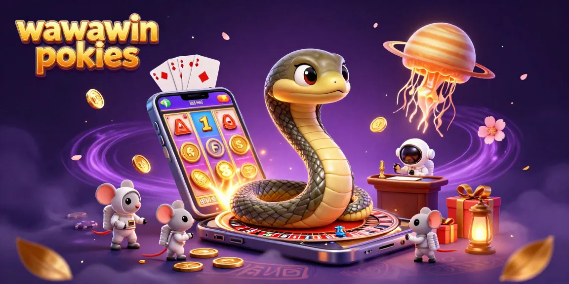 Engage with wawawin pokies in an exciting cosmic casino scene featuring vibrant characters and dynamic game elements.