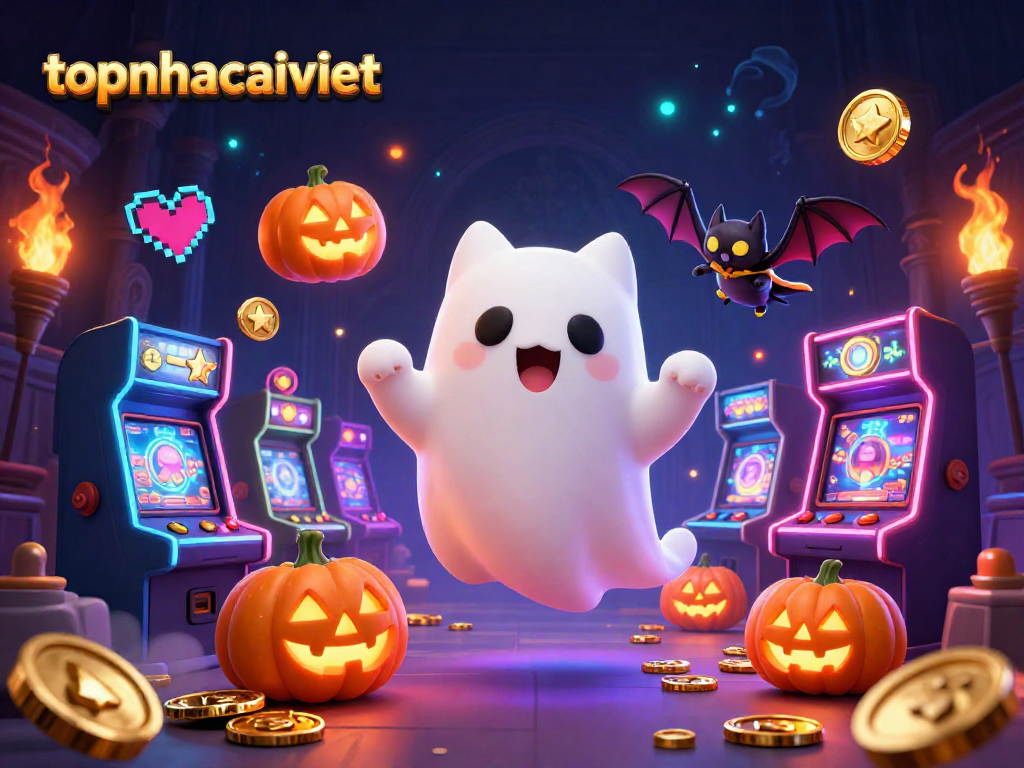 Experience thrilling gambling fun at topnhacaiviet with a ghost cat and spooky scenes.