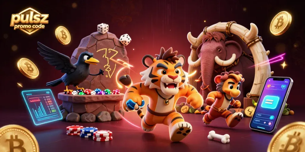 Engage with pulsz promo code for exciting casino rewards in a vibrant 3D scene.