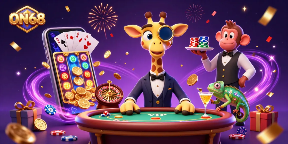 ON68 offers an exciting 3D casino experience with vibrant characters and dynamic gaming elements.