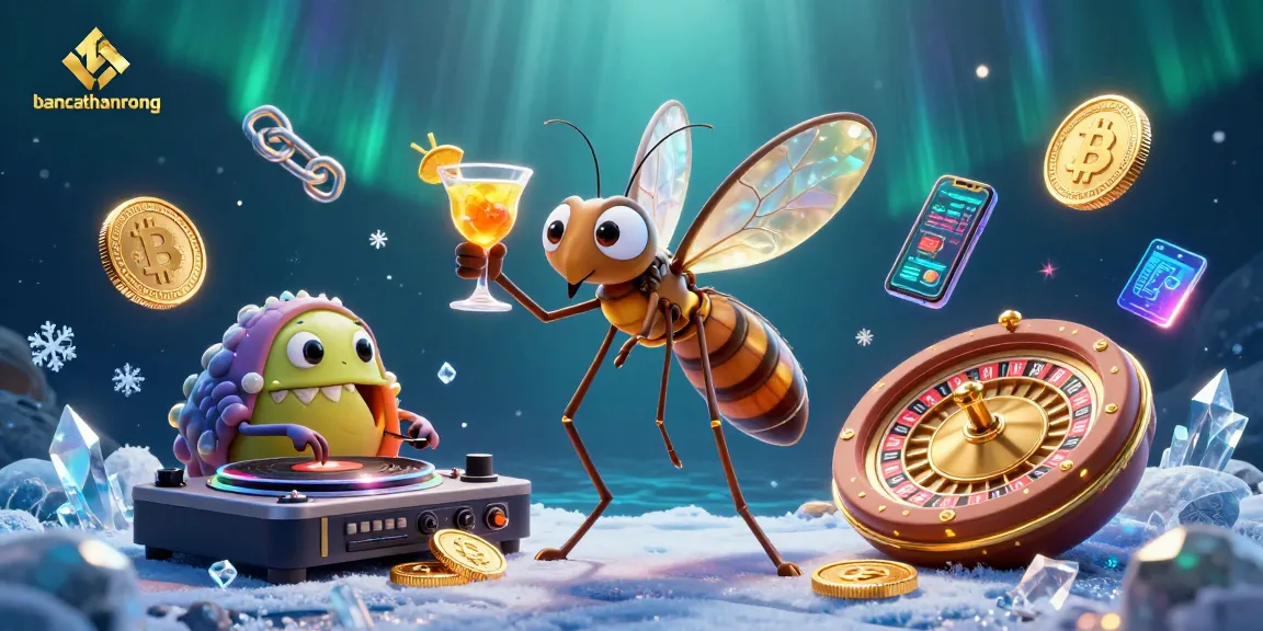 Bancathanrong showcases a lively underwater casino scene with a frozen mosquito mascot, trilobite DJ, and golden roulette wheel.