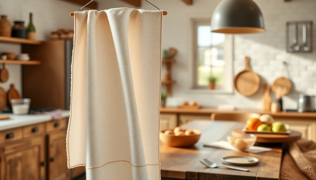 Koop passeerdoek per meter in de keuken met een mooie textuur op een houten rek.
