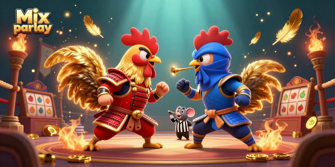 Experience the thrill of Mix parlay with dynamic roosters in an intense showdown at an Asian-themed casino.