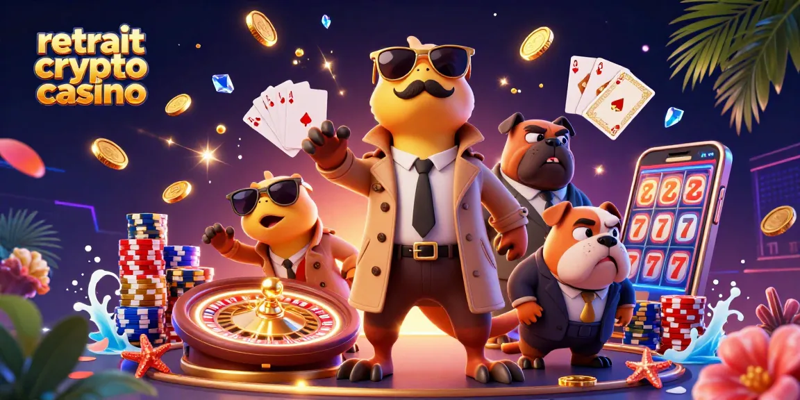 Vivez l'expérience du retrait crypto casino avec des personnages uniques dans une illustration dynamique.