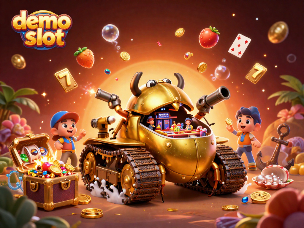 Menyajikan demo slot yang mengasyikkan dengan simbol buah, jackpot, dan reaksi confetti dalam dunia kasino miniatur yang megah.
