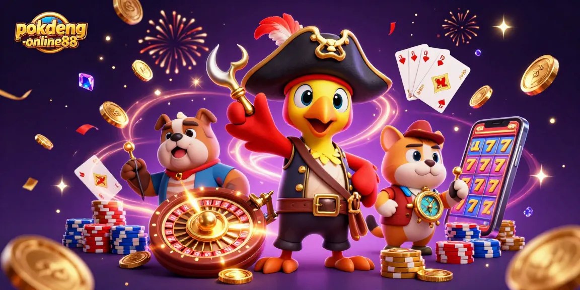 Engage in thrilling gameplay with pokdeng-online88 as the pirate captain parrot leads an adventure full of casino treasures.