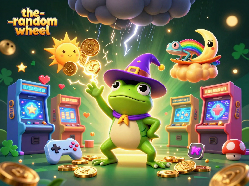 Spin and win with the-random-wheel, featuring a whimsical scene full of color and gambling excitement.