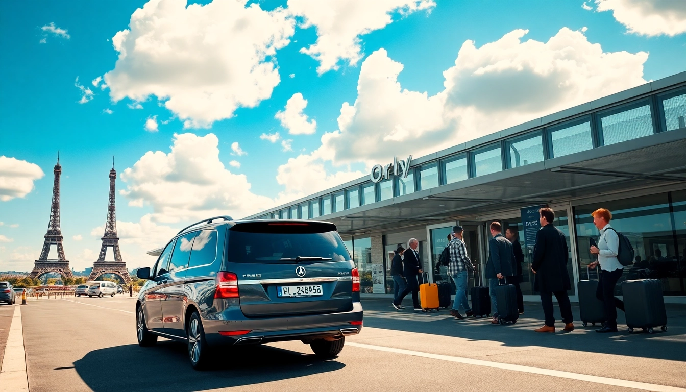 Enjoying a seamless Orly Airport to Paris Transfer with a professional chauffeur in front of the airport terminal.