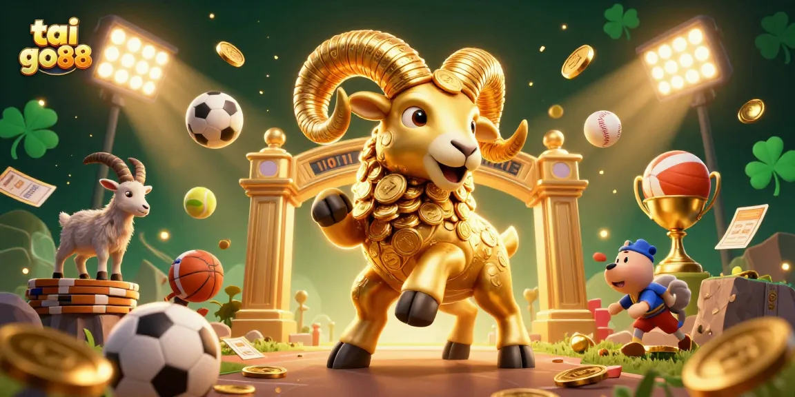 Experience thrilling action at tai go88 with a golden ram charging through a vibrant casino scene.