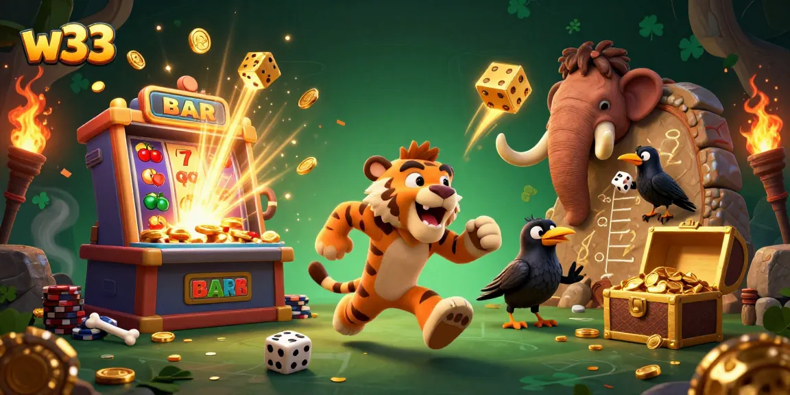 Experience the thrilling w33 casino atmosphere with interactive slot machines and playful characters.