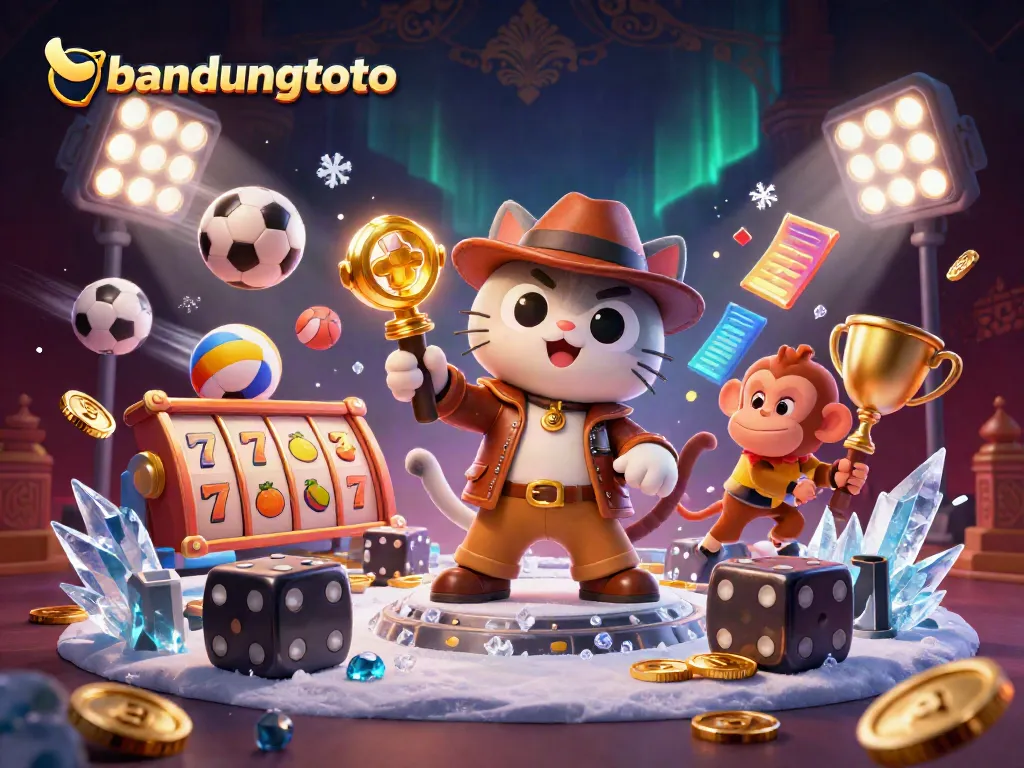 Uncover thrilling bandungtoto treasures with a cat explorer in a dynamic casino setting.