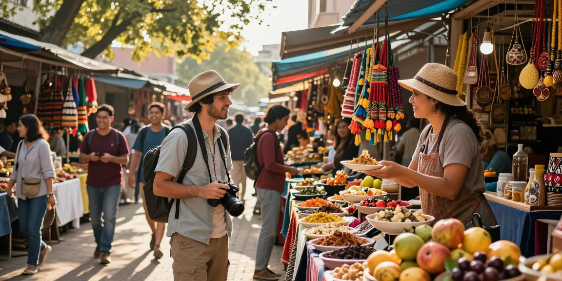 NAGA2000 traveler enjoying a vibrant market experience abroad, capturing memorable moments.
