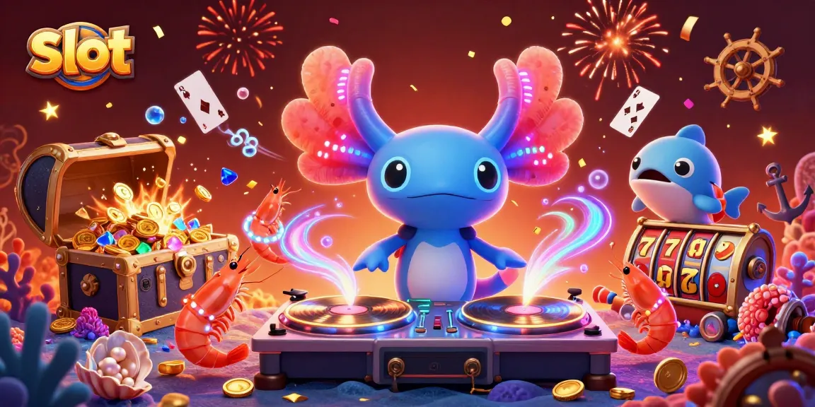 Play vibrant slot games with our dynamic underwater-themed casino illustration filled with action.