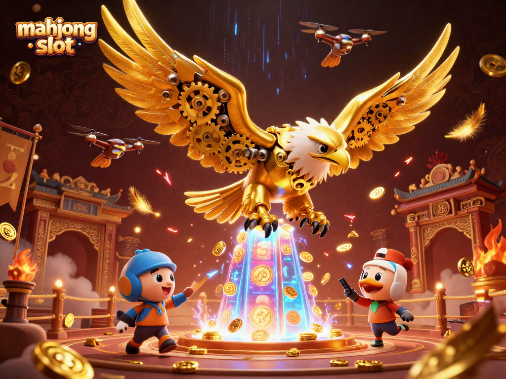 Taruhan mahjong slot dengan simbol jackpot dan koin emas berserakan di arena taruhan.