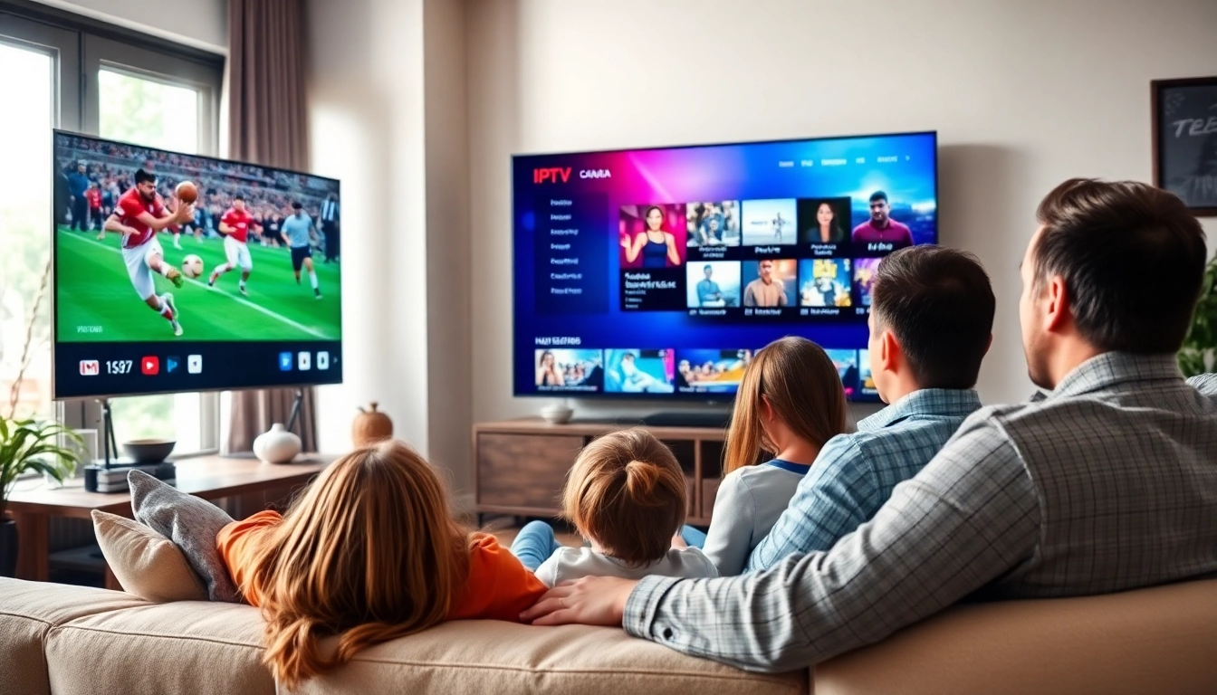 Engaging family streaming IPTV Canada content in a cozy living room setting.