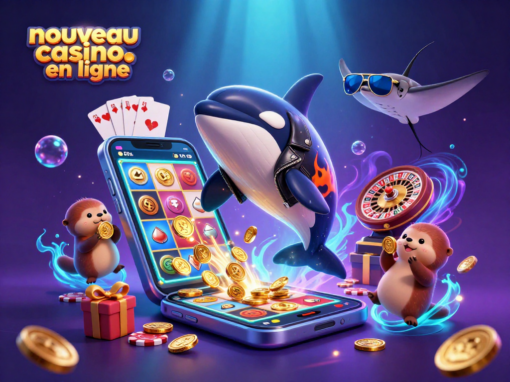 Visualisez avec enthousiasme un nouveau casino en ligne, des personnages marins interactifs et des éléments de jeu captivants.