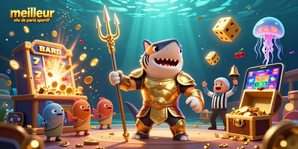 Actionner sur le meilleur site de paris sportif avec un requin tigre en armure dorée et des éléments de casino dynamique.