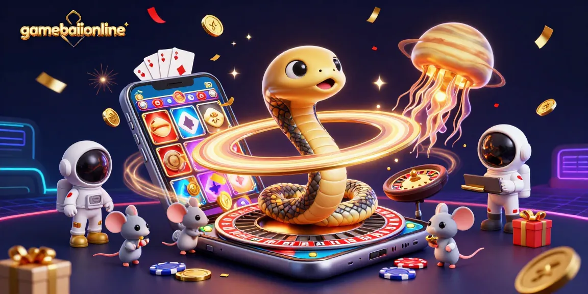 Engage in an immersive gaming experience at gamebaiionline with vibrant casino elements and entertaining characters.