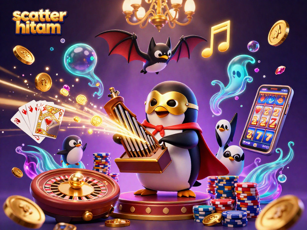 Experience the excitement of scatter hitam with golden coins and vibrant casino elements in action.