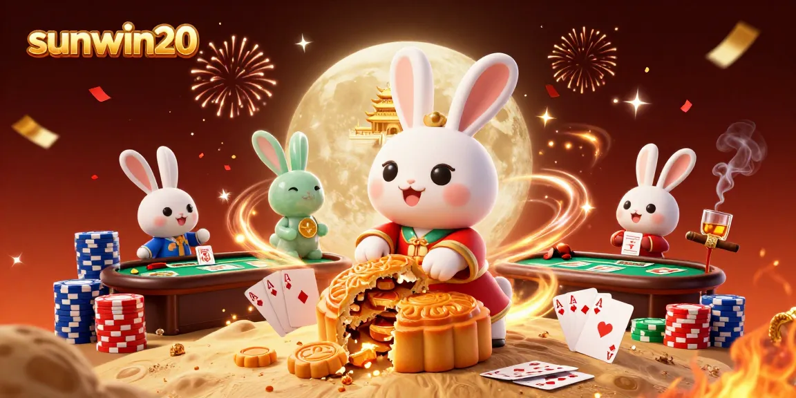 Experience the excitement of sunwin20 with a lively casino scene featuring poker chips and cards.