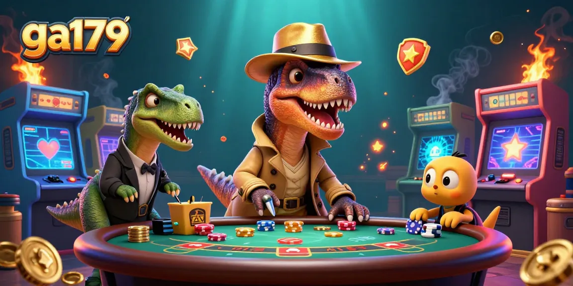 Experience thrilling blackjack action with ga179, featuring a velociraptor card counter and stegosaurus pit boss.