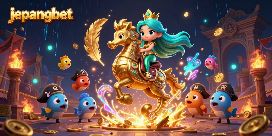 Engage in thrilling gameplay at Jepangbet, showcasing a fantastical casino scene with vibrant characters.